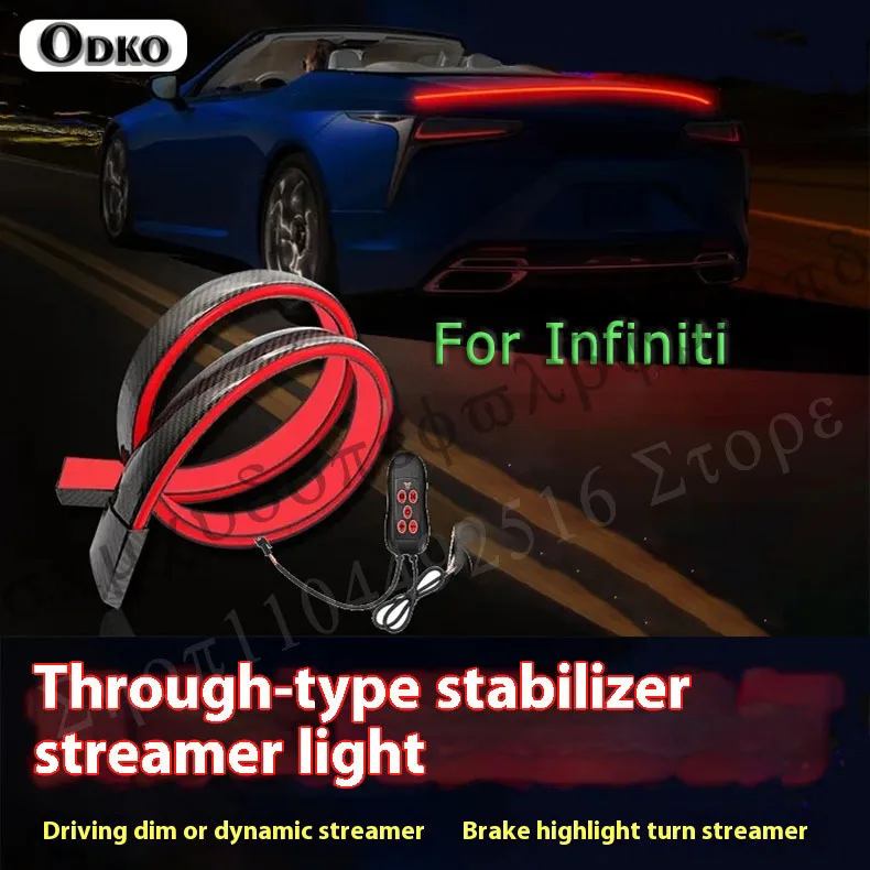 

Car High Position Brake Lights Rear Tail Warning Signal Lamps LED Carbon Fiber Spoiler Flow Lamp For Infiniti Q50L Q70L