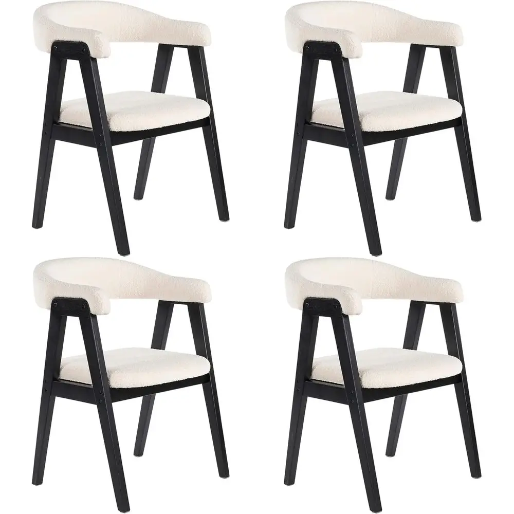 Sedie da pranzo imbottite con braccioli, set di 4, adatte per cucina o soggiorno (nero)