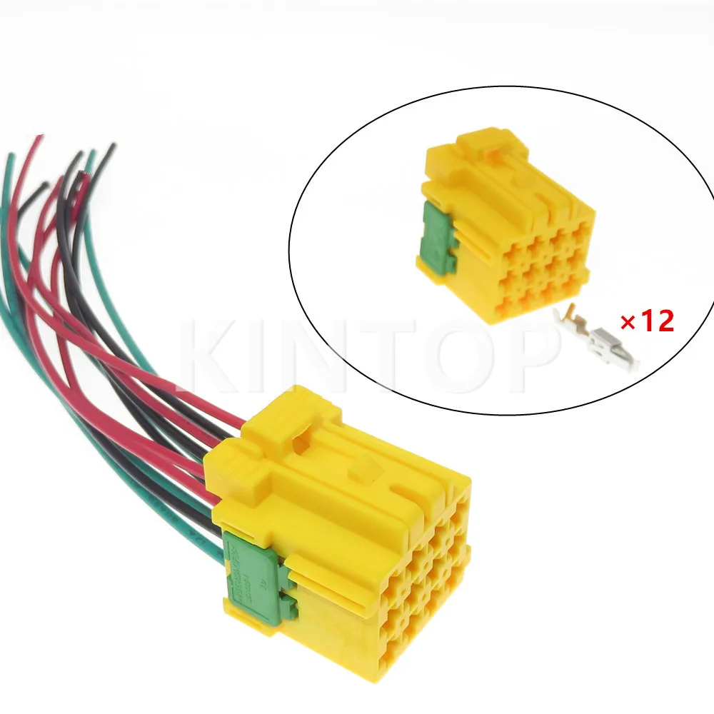 

1 Set 12 Pins 3.5 Series Yellow Car Electric Wire Unsealed Socket Plug With Terminal AC Assembly 1-967622-6 1-967627-6