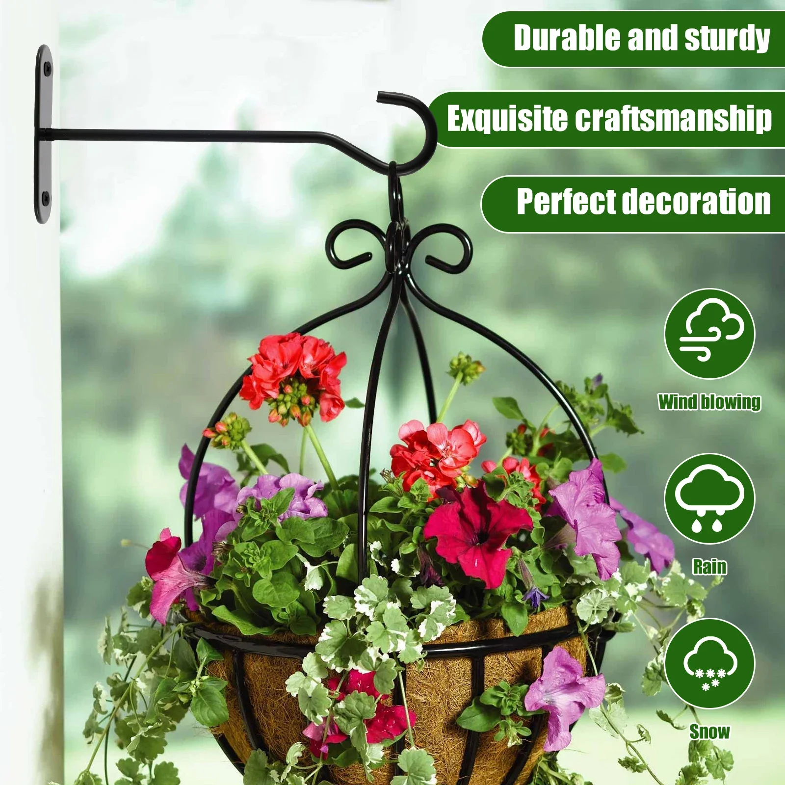 4Pcs Wall Plant Hanging Hook 6inch Supports up to 30lbs Iron Plant Hanger Hooks for Planters Lanterns Wind Chimes Home Decor
