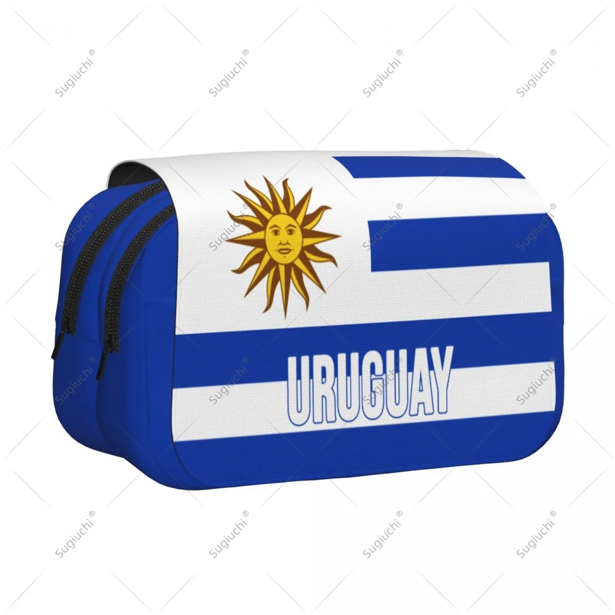 

Pencil Case Scissors Bags 3D Uruguay Flag Double-layer Oxford Cloth Stationery Storage Pen Box Case