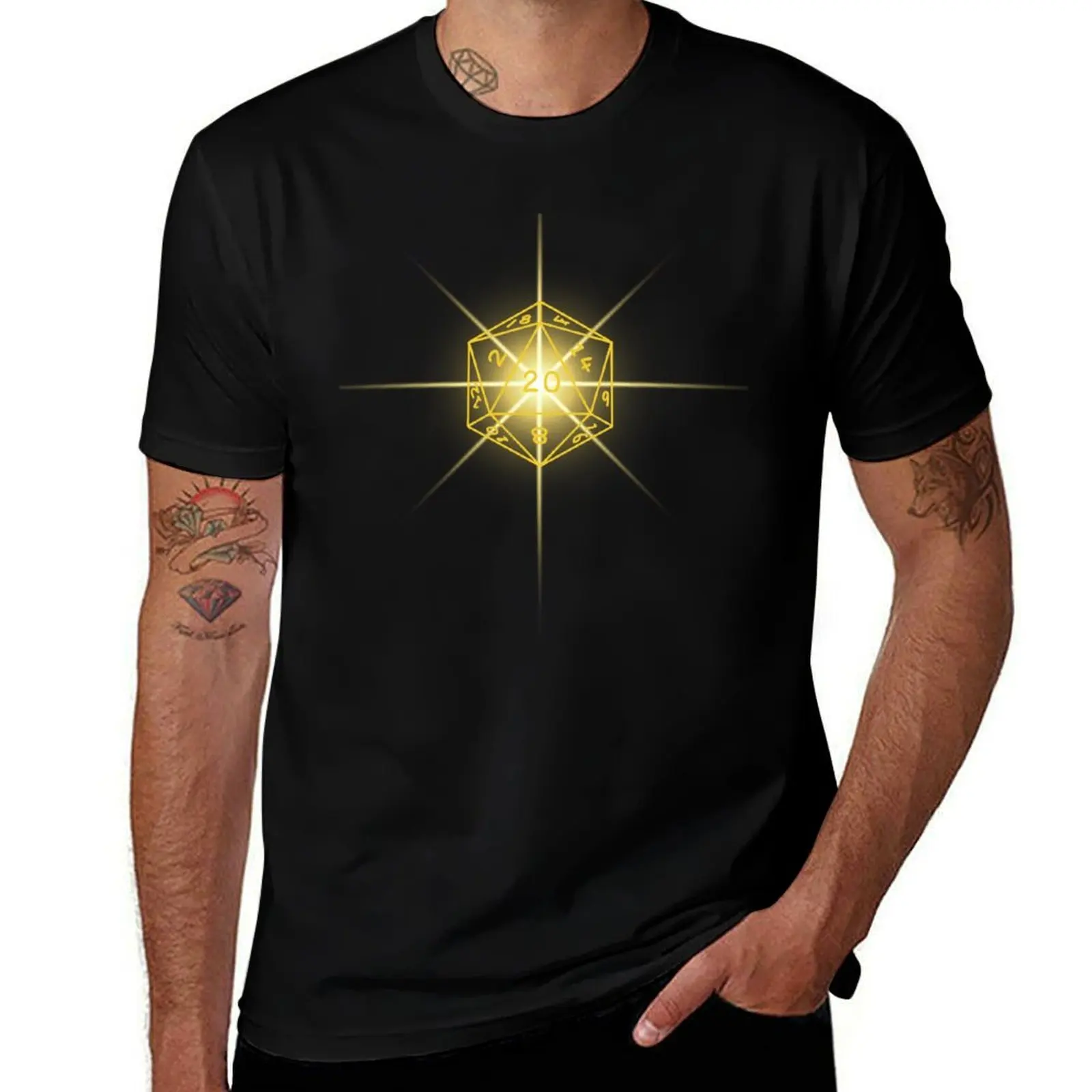 Golden D20 DND TRPG T-Shirt Festival Casual Short Sleeve