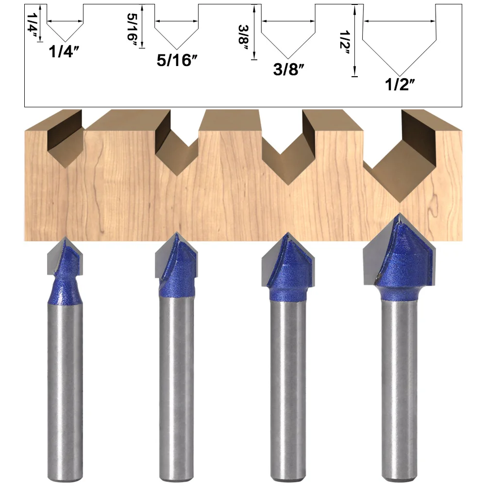 Professional-grade 90 degree V-knife woodworking milling cutter trimming machine tool head aluminum-plastic plate slotting integ