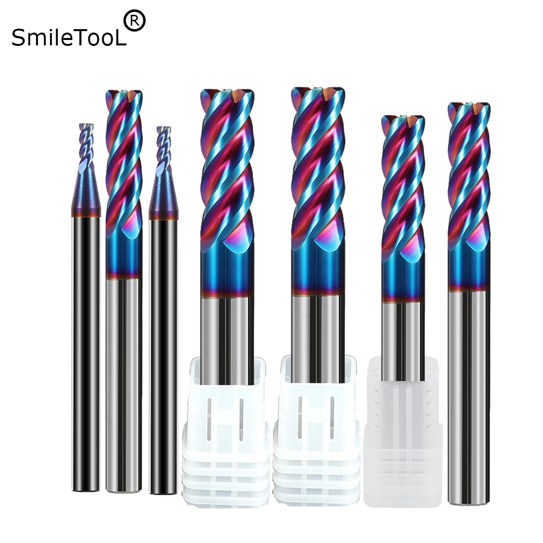 SmileTooL HRC65 4 Flute Solid Carbide Bull Nose End Mill Radius End Mill For CNC Steel and iron vertical milling