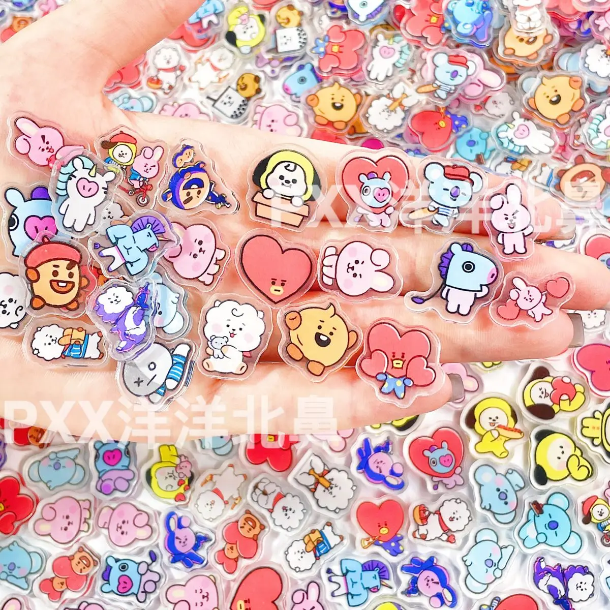 100 Stück BT21 BTS Einlagige 1cm/2cm/4cm Acrylstücke, Zubehör für DIY-Bastelmaterialien, Shake-Zubehör – Detail 3