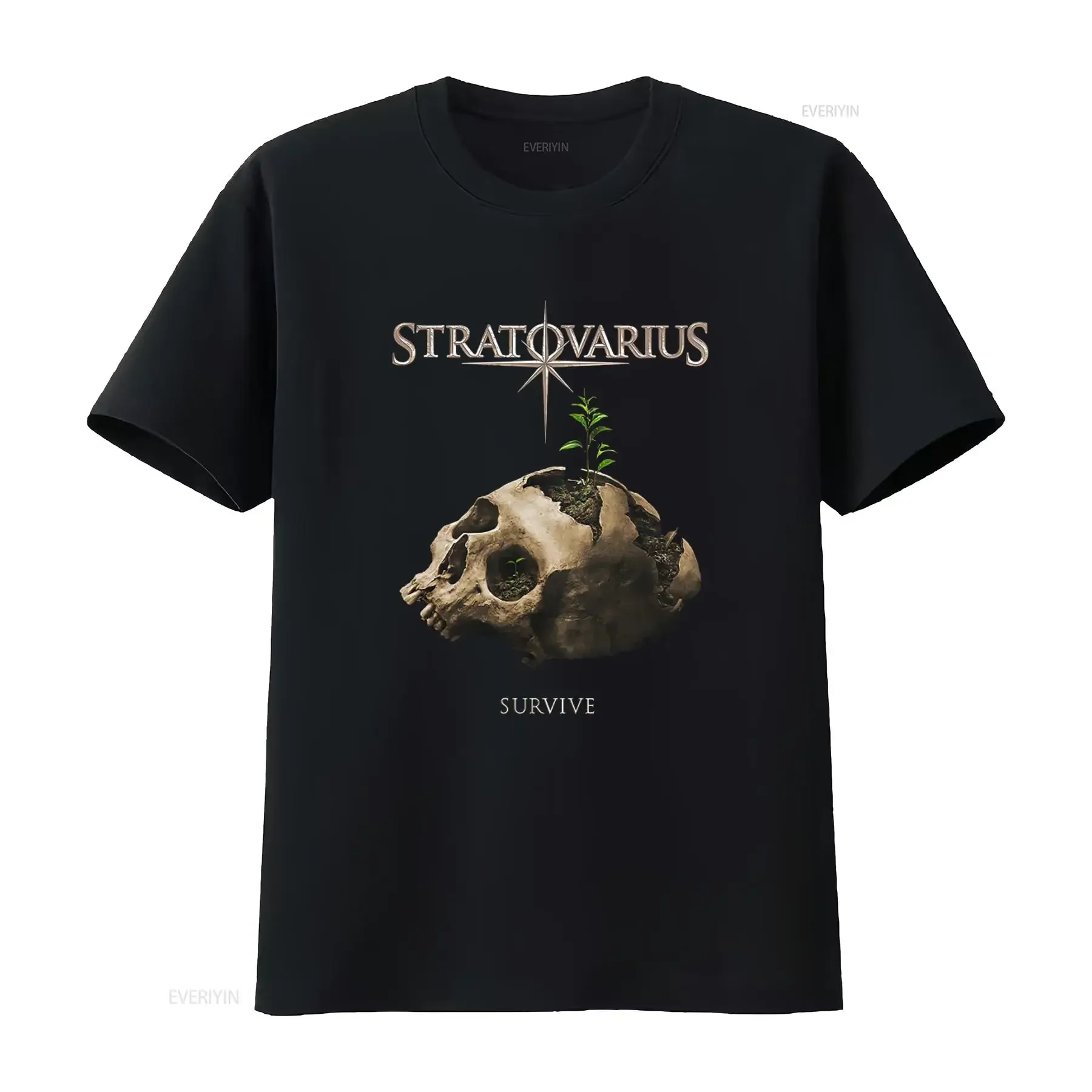 Stratovarius Band Skull Plant Design Cotton T shirt For All Sizes S 4XL CB351 vintage Washed Stretched Stylish Casual homme