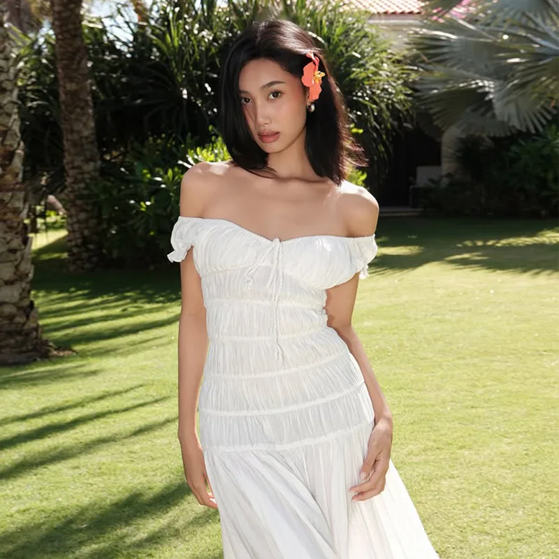 Fre Sle V-Ne Sve Insert Slim Fit Plissado Dr Faionable Nova Chegada Sexy Midi Dr Girl's Malha Verão Dr