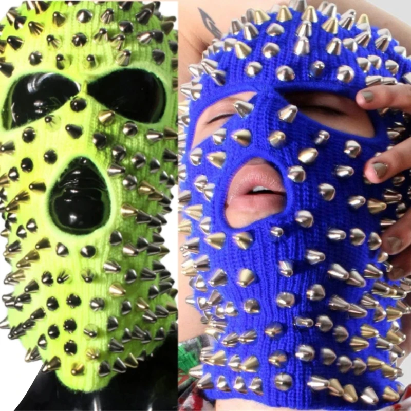 1 PC Rivet Beanie Knit Funny Balaclava Shiesty Mask Halloween Balaclava Scary Balaclava Spiked Balaclava Spiked Beanie Party Hat