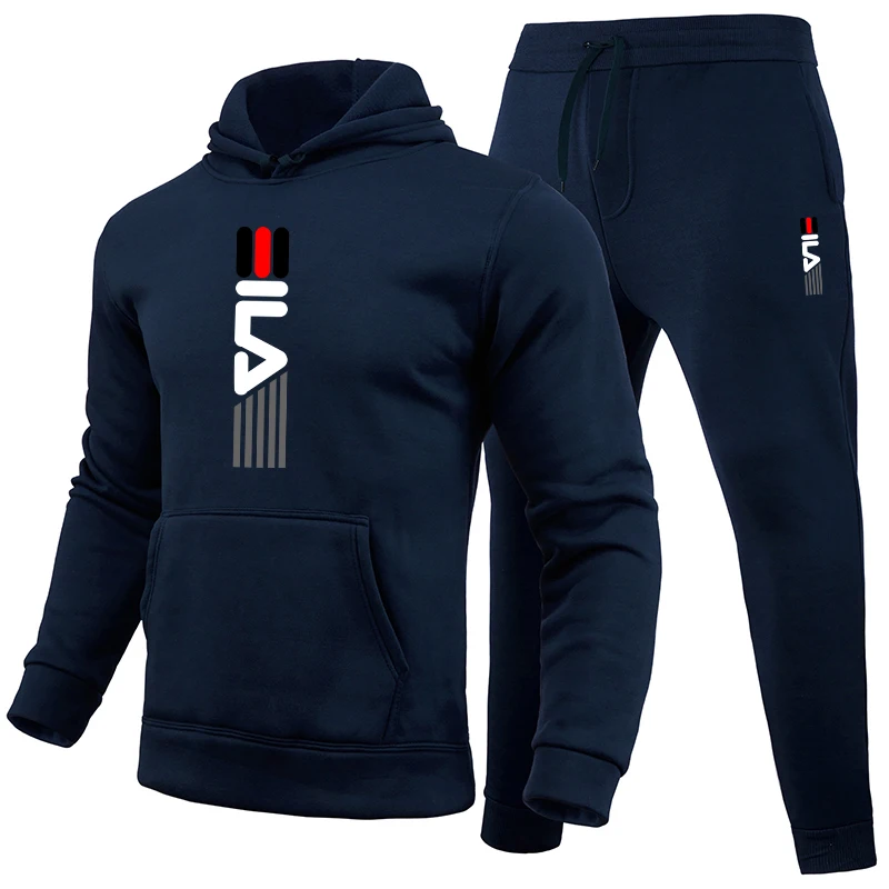 Ensemble de vêtements de sport pour hommes, sweat-shirt uni à capuche, pantalon de survêtement, mode urbaine, vêtements de sport décontractés, automne hiver, tenue confortable pour la maison et l'extérieur