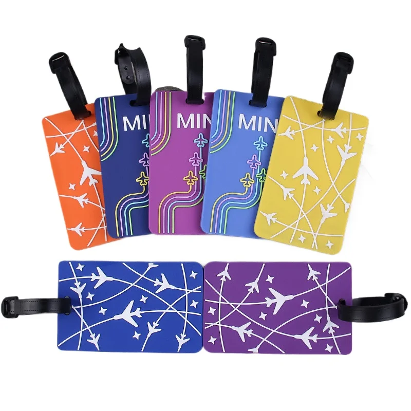 أزياء رسالة مطبوعة السفر العلامة لينة PVC لطيف الأمتعة علامة حقيبة علامة طائرة تسميات الأمتعة العلامات عطلة إكسسوارات السفر