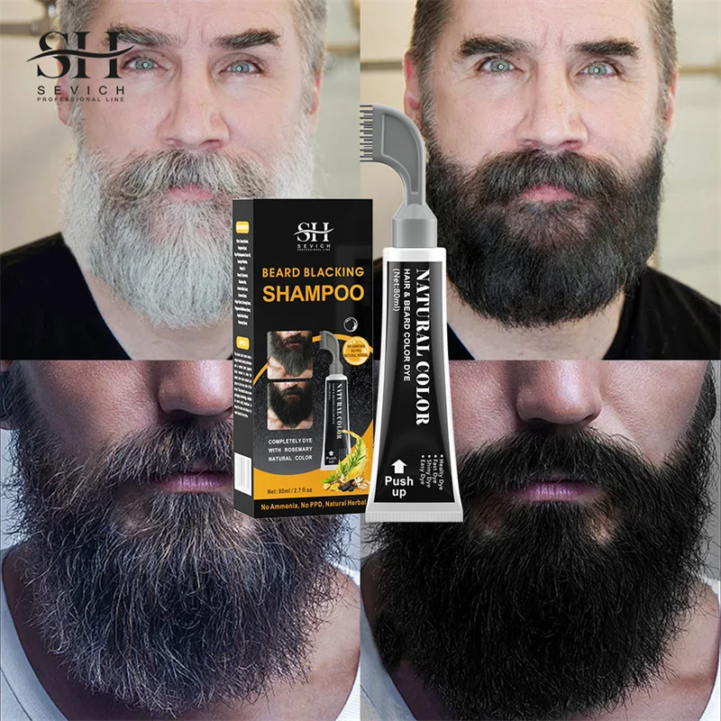 NEW Black Beard Dye Cream With Comb 80ml Natural Men Beard Dye Shampoo Permanent Beard Coloring Cream Fashion Modelling Tool