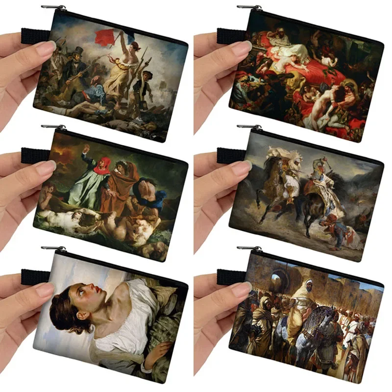 Artist Eugene Delacroix Paintings Coin Purse Liberty Leading The People Credit Card Holder Storage Bag Cute Wallet Clutch Bags