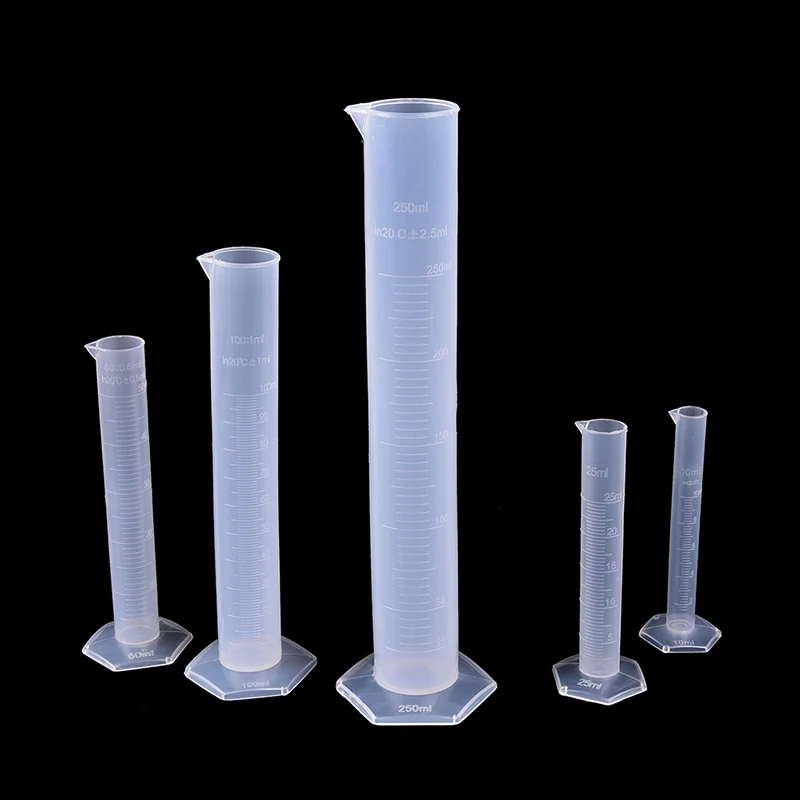 プラスチック測定シリンダー,実験室試験用,10 ml, 25 ml, 50ml, 100 ml, 250ml