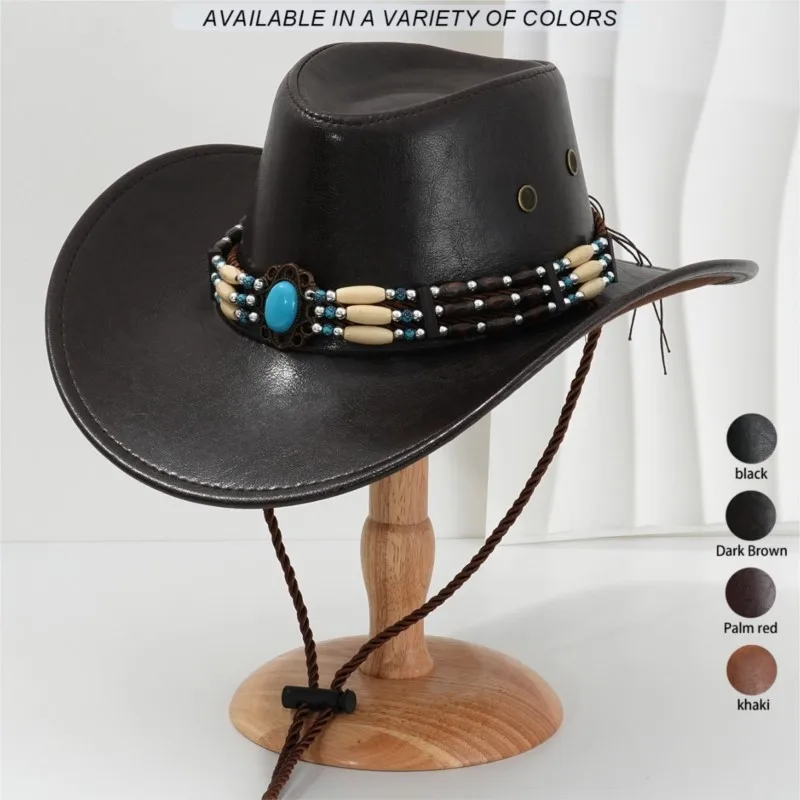 Men's and women's wide-brimmed arc-shaped fashion music festival hats with beaded patterns