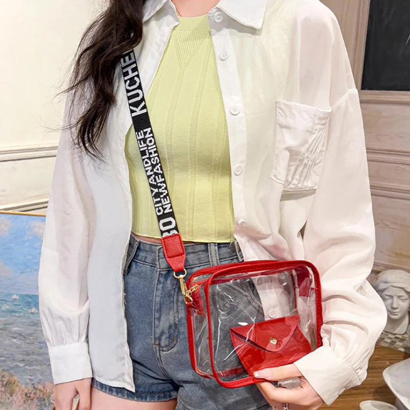 Women Transparent Bagwith PVC Clear Purse Crossbody Shoulder Bags With Removable Strap