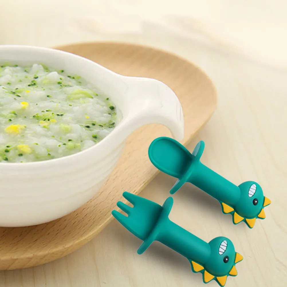 

Silicone Baby Fork Spoon Set Safety Assured Fallresistant Soft Material Training Tableware for Toddlers and Infants