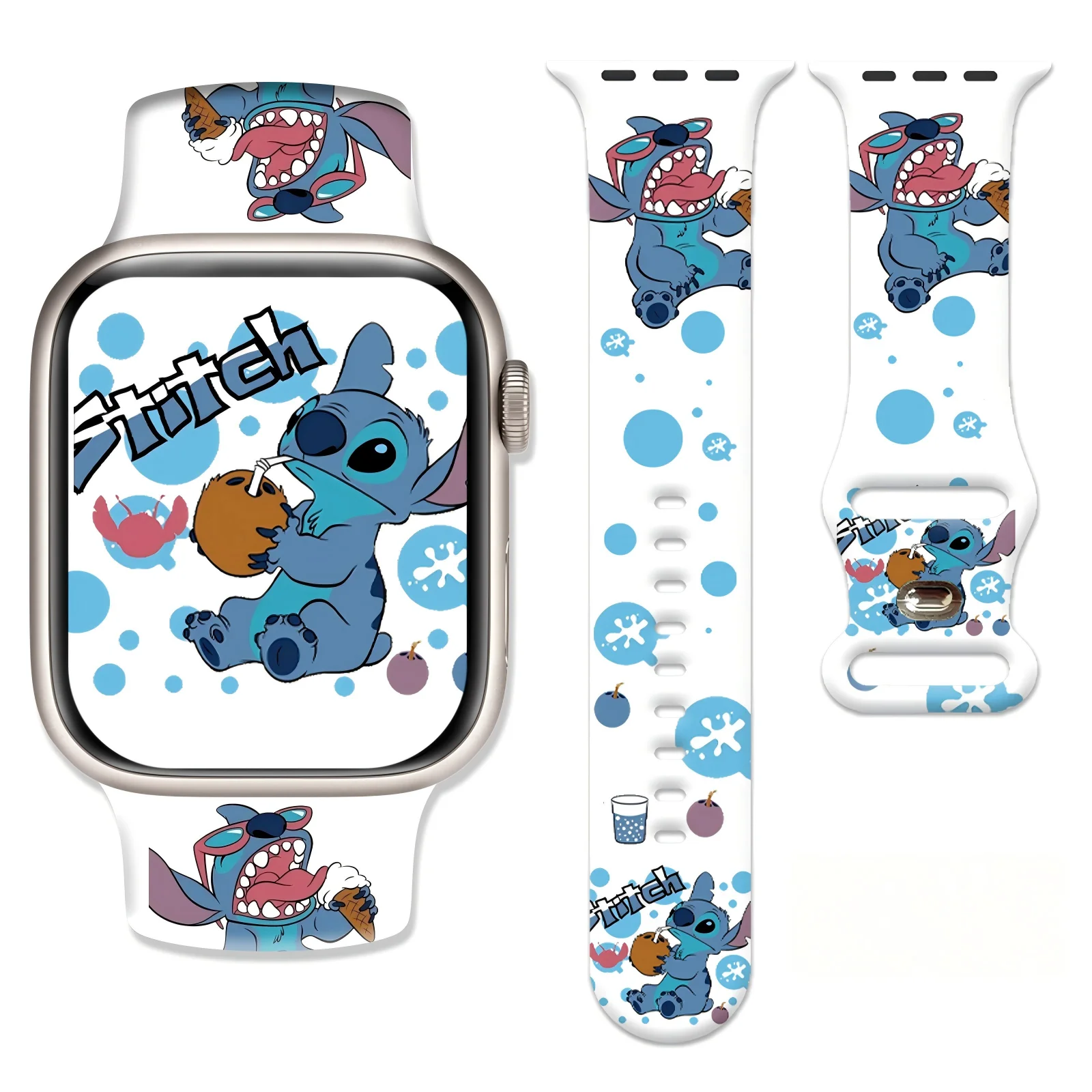 

Stitch Graffiti Series Print Strap for Apple Watch 11 10 9 SE Silicone Band Replaceable Watchband for iWatch 46mm 44mm 42mm 41mm