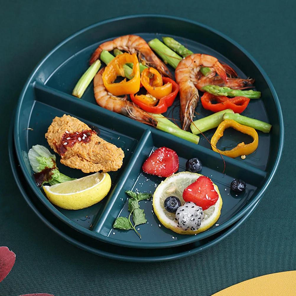 

Three Grid Plastic PP Divided Plates Food Trays Multi Compartments Breakfast Dinner Tray Easy Clean Heat