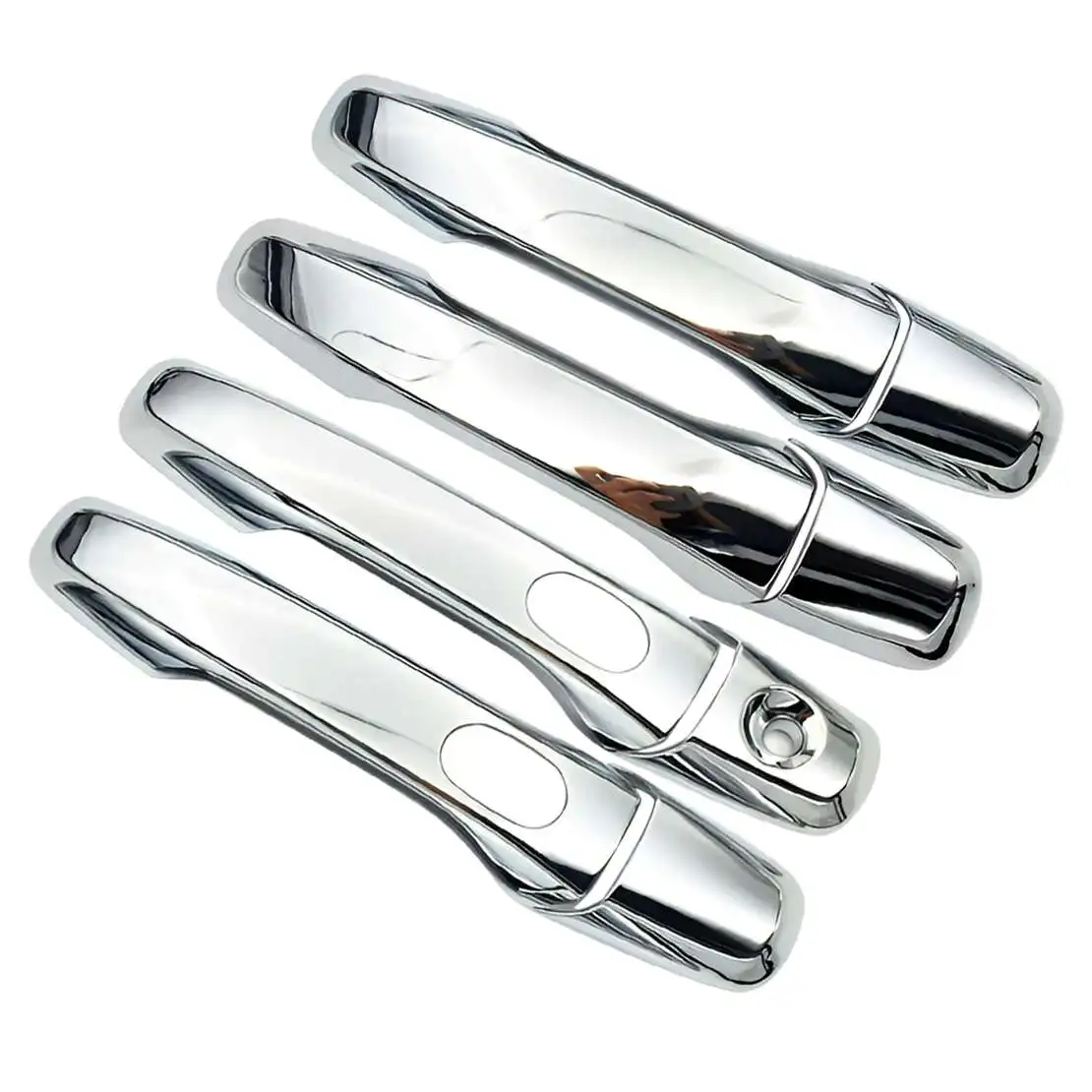 

Комплект из 8 накладок на внешние дверные ручки с 2 отверстиями для смарт-ключа, подходят для Ford Explorer Edge 2011-2015, серебристый ABS