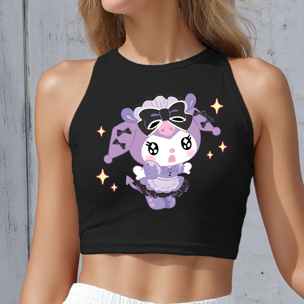 

KUROMI print cute cropped base top Women's clothing is fashionable and simple SHOUJO CLOTHES KUROMI CUTE TOPS off
