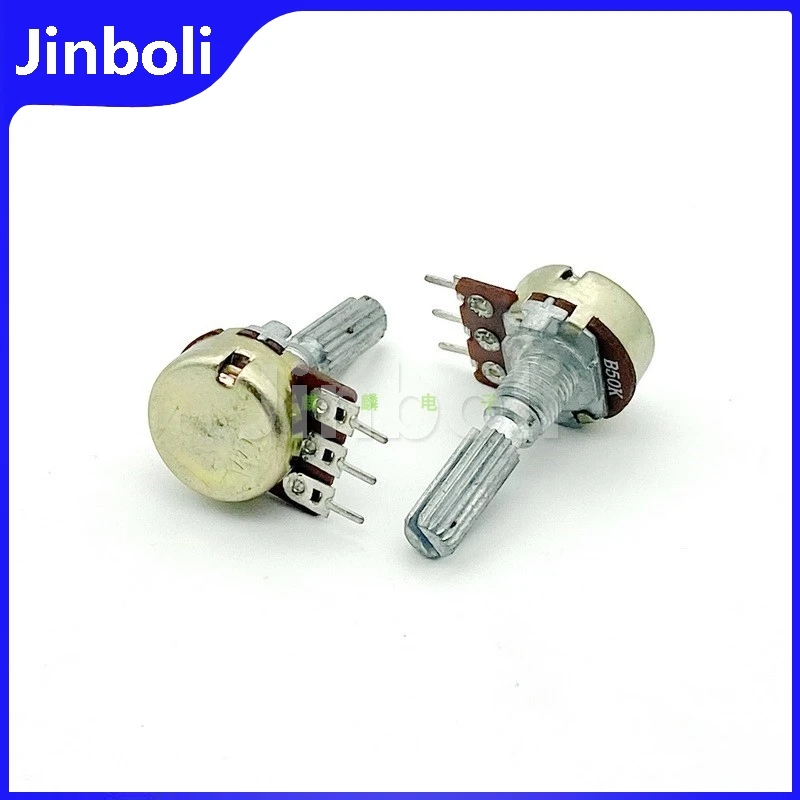 5PCS WH148 16 Type Single Potentiometer With Stepper B50K 3Pins Shaft Length 25MM Amplifier High And Bass Volume Potentiometer