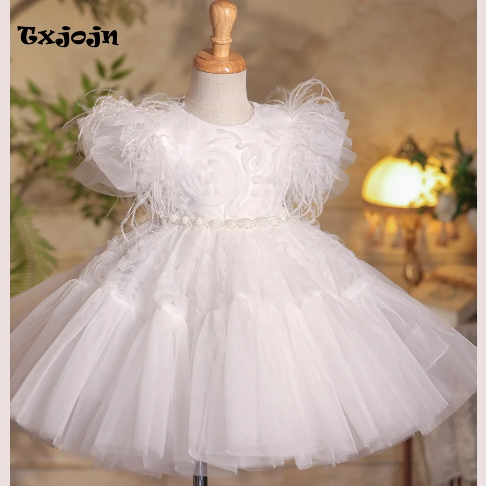 Baby Girl High-end Prom Dress Flower Girl Mesh Princess Dress Toddler Teens Child Vestido Wedding Party Birthday Clothes 1-14Y