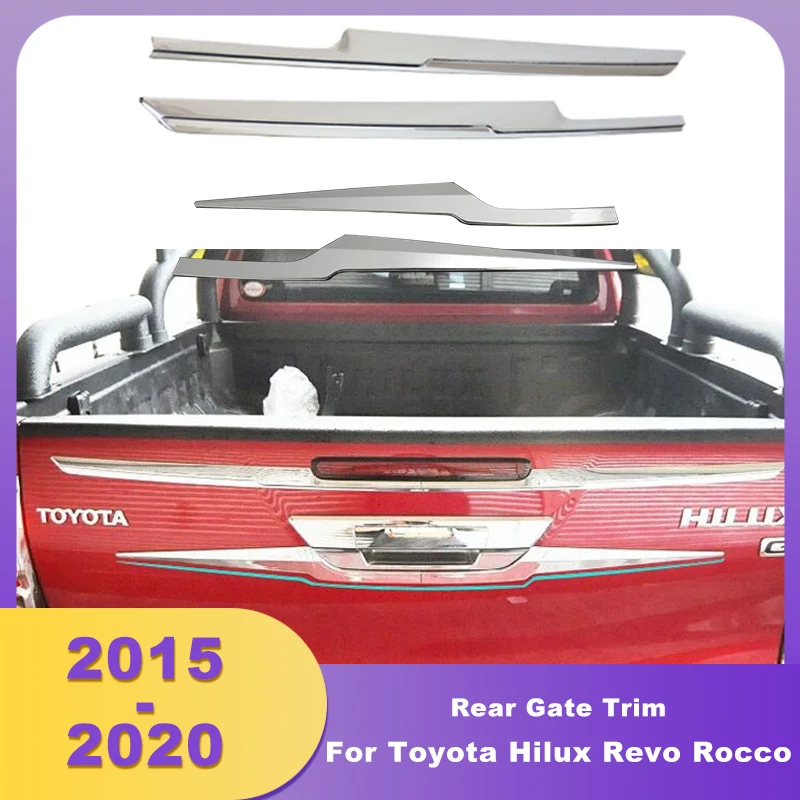 

ABS Chrome Tailgate Trim Rear Truck Trim Decorative Strips For Toyota Hilux Revo Rocco 2015 2016 2017 2018 2019 2020