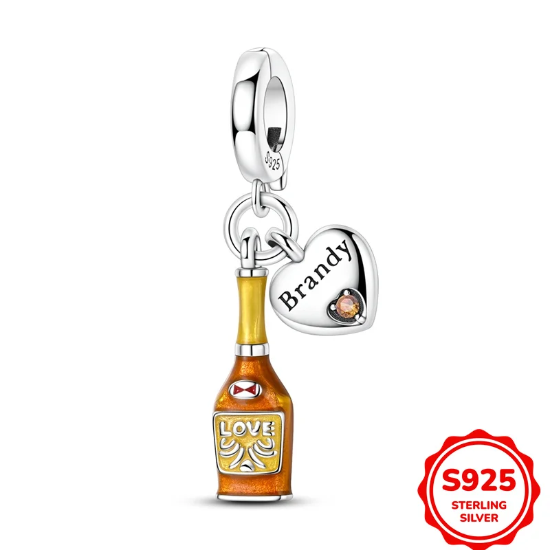 

Original 925 Sterling Silver Brandy Pendant Charms Beads Fit DIY Bracelet Necklace Engagement Birthday Jewelry Gift