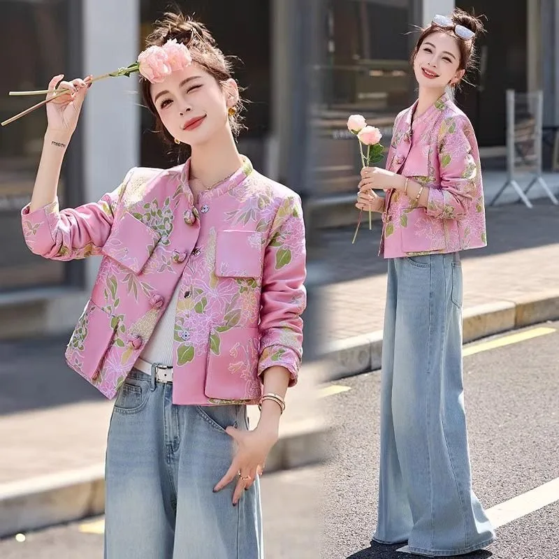 

Outerwear New Chinese-style Coat Women Spring Unique Super Good-looking Fashionable Short Casual Top with Little Chanel Style
