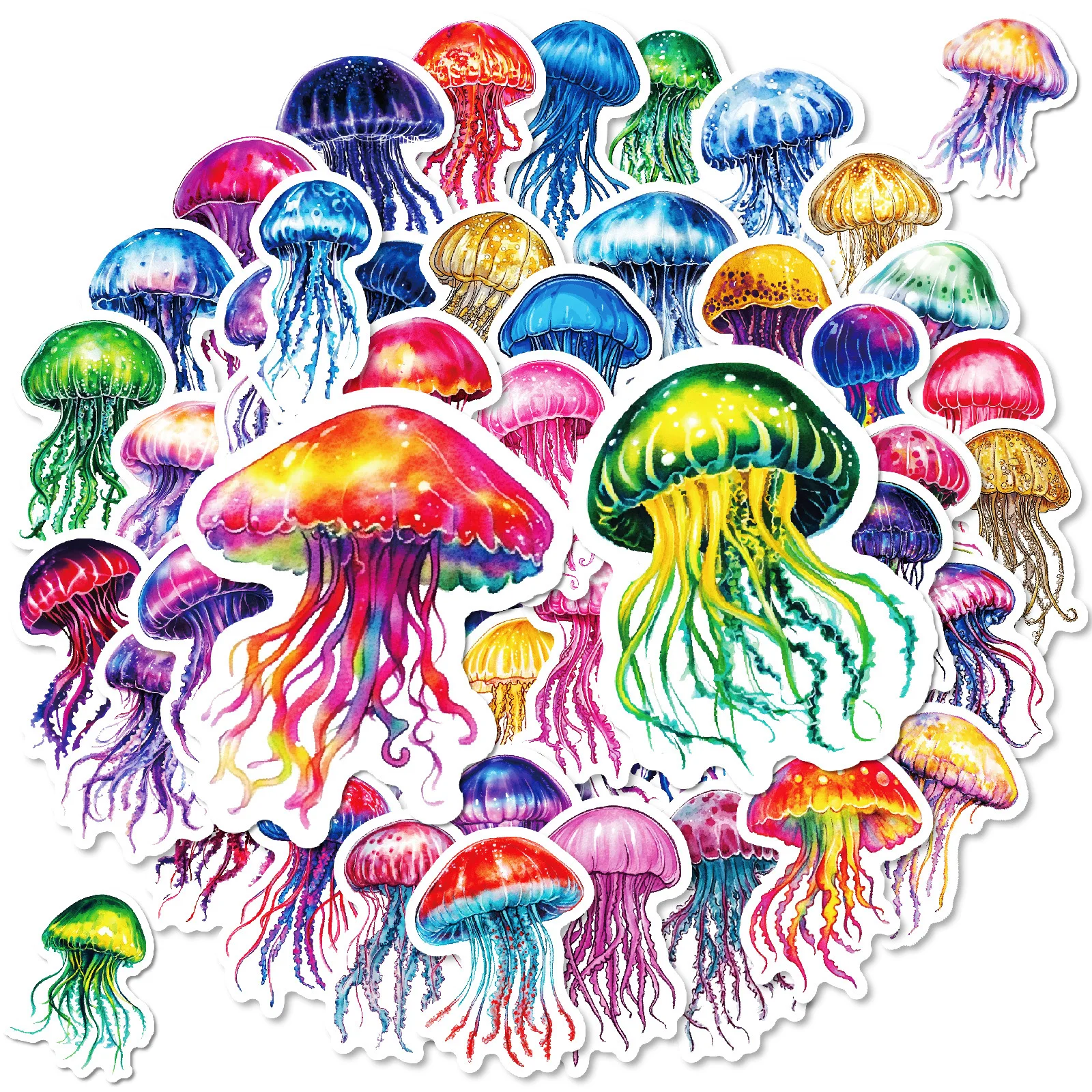 10/50 Uds. De pegatinas de grafiti de medusas coloridas y bonitas, calcomanía de dibujos animados de animales marinos Kawaii, cuaderno, teléfono, taza, guitarra, monopatín, juguetes para niños