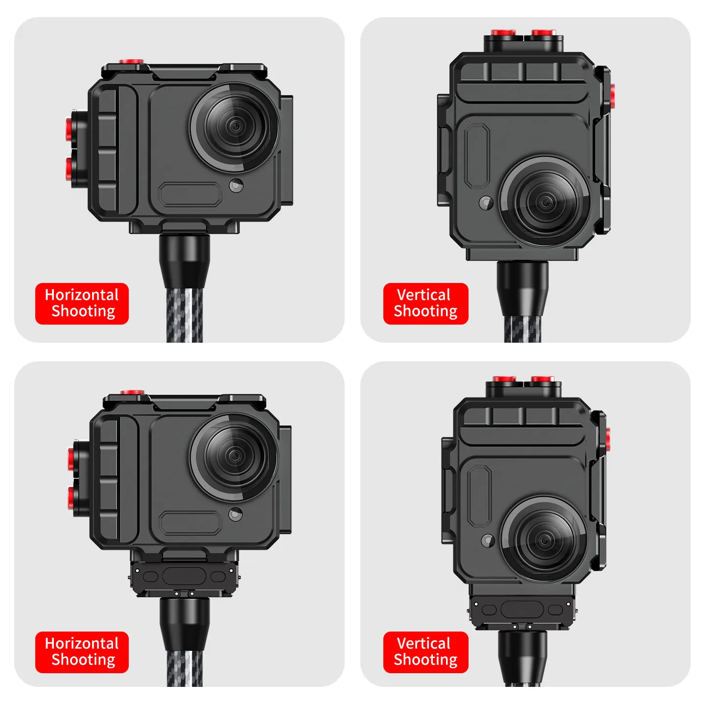 80M Wasserdichtes Unterwassergehäuse für Insta360 GO Ultra Action-Kamera, Metallkäfig mit Kugelkopfhalterung für Regen- und Fahrradfotografie – Detail 9