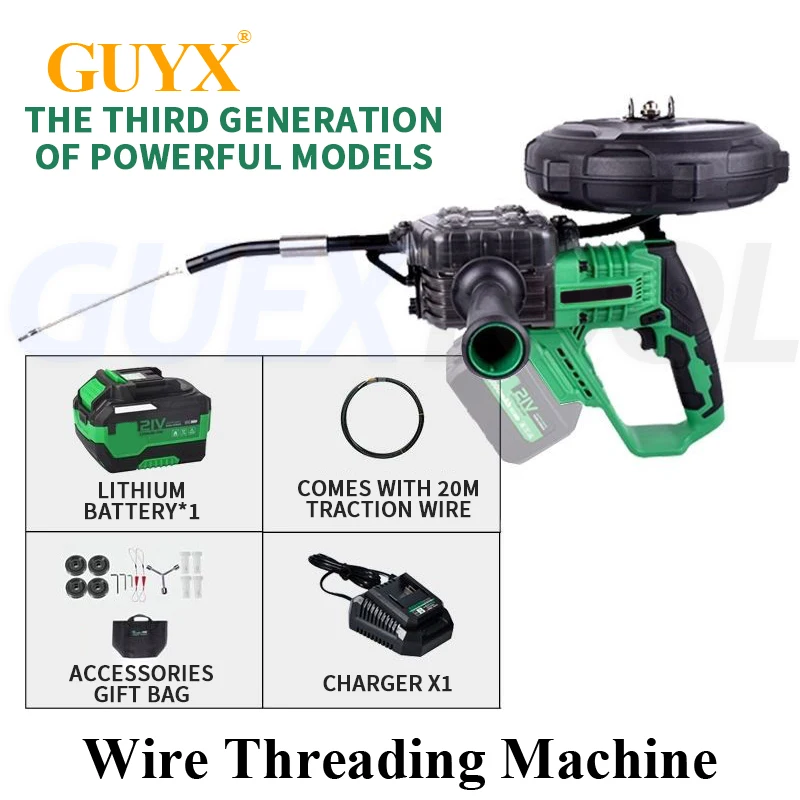 Rechargeable Wire Threading Machine Electrician Threader Concealed Tube Tools Electric Wire Feeding Tool Electric Puller