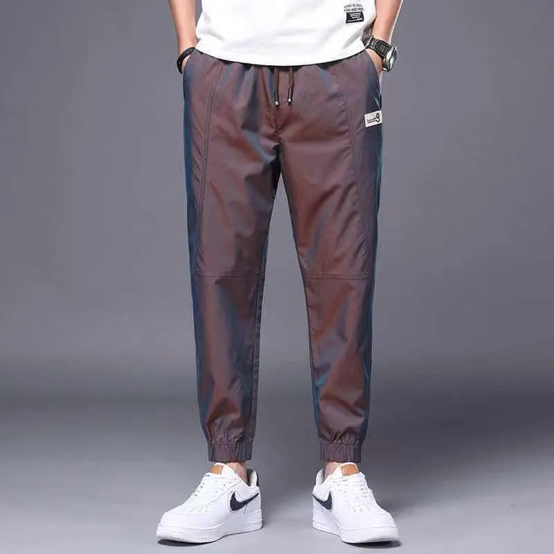 Men's Clothing Business Casual Loose Spring Summer Quick Dry Reflective Gradient Solid Color Pants Comfortable Breathable