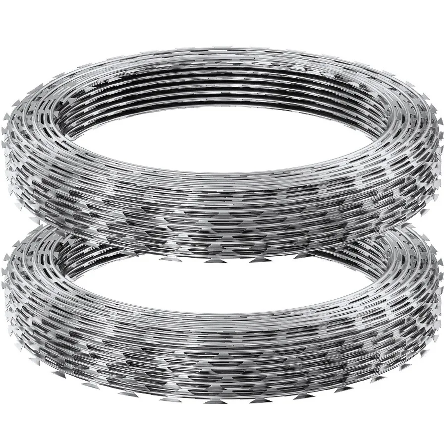 

Razor Wires 98 ft Razor Barbed Wire 2 Rolls Razor Wire Fencing Razor Fence Razor Ribbon Barbed Wire Galvanized Razor Wire Fenc