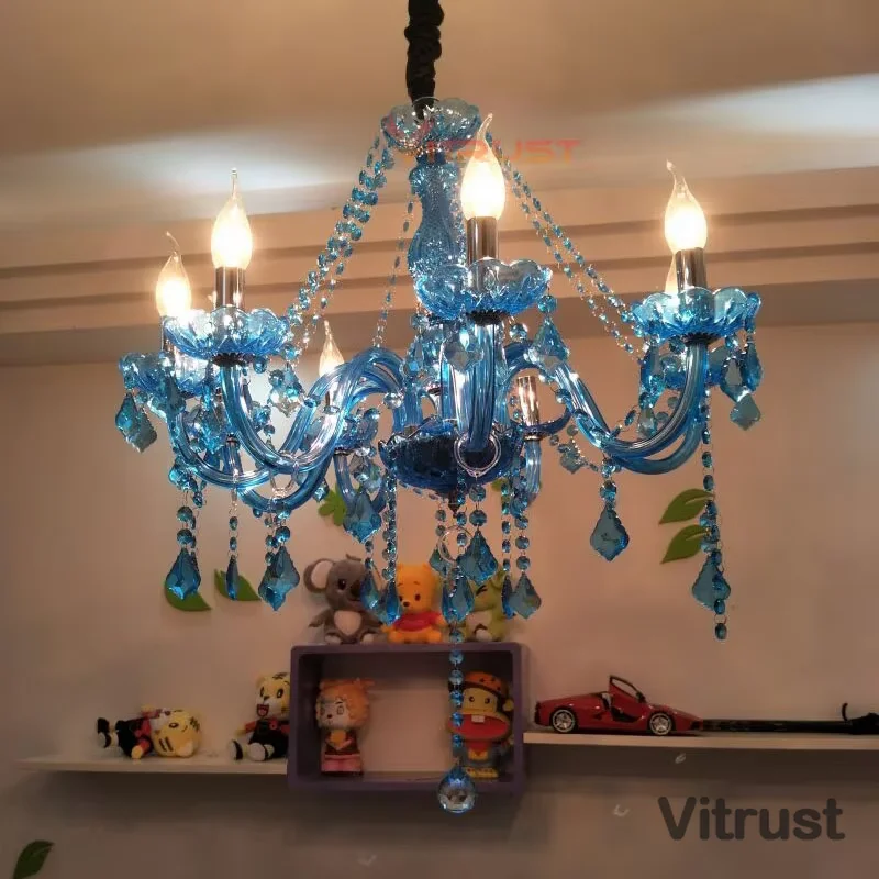 Modern Blue Crystal Chandelier Lightings Fixture 12/15/18 Hanging Lamps Living Room Dining Bedroom Luxury K9 Cristal Lustres de