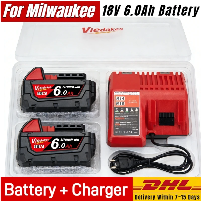 

18V 6Ah For Milwaukee M18 Battery Li-Ion Replacement Battery For Milwaukee 18V M18 48-11-2830 0730-20 Tool battery