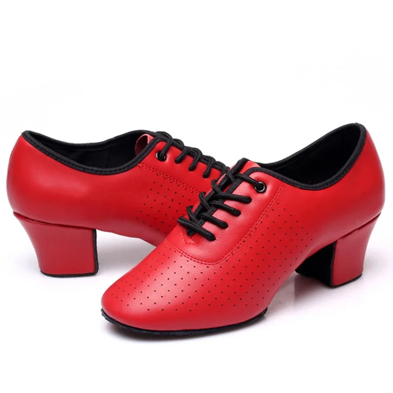 Chaussures de danse latine souples à semelle souple pour hommes et femmes, chaussures de danse moderne, tango de salle de Rhpour enfants, noir, grande taille, talon de 5cm, garçon