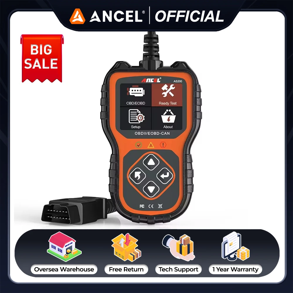 

ANCEL AS200 OBD2 Auto Diagnostic Tools Professional Code Reader Engine Check Data Stream I/M Readiness OBD 2 Car Scanner