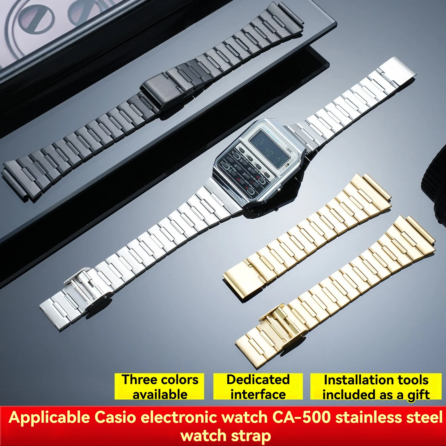18mm metal straps For Casio electronic watches CA-500WE CA-500WEGG-1BDF CA-500WEG-1ADF stainless steel Watchband for men