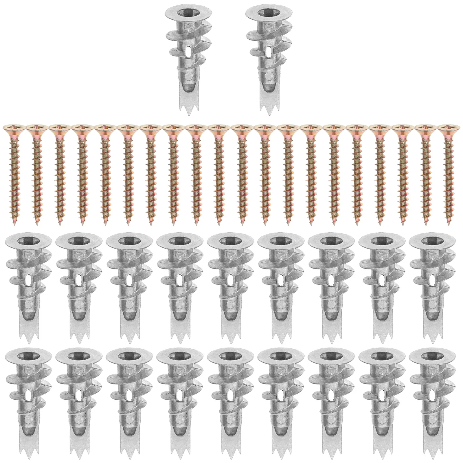 

20 set Heavy Duty Drywall Anchors Screws Spiral Zinc Alloy Wall Anchors Concrete Hollow Fixing Mounting Screws Home Office