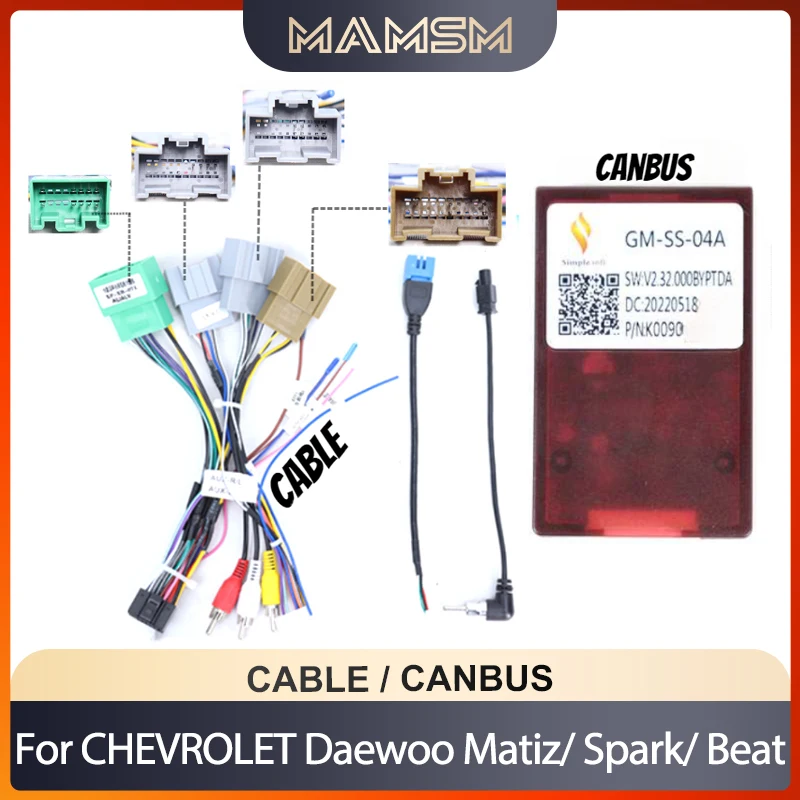 MAMSM For CHEVROLET Daewoo Matiz/ Spark/ Beat Car radio Canbus box GM-SS-04A Adaptor Decoder Wiring Harness Cable Android Stereo