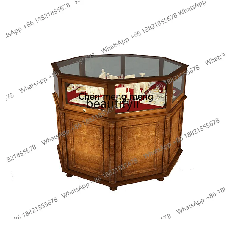 Retro Middle Island Cabinet Display  Storage Showcase Storage Glass  Cabinet for Accessories Middle Ancient Chest of Drawers