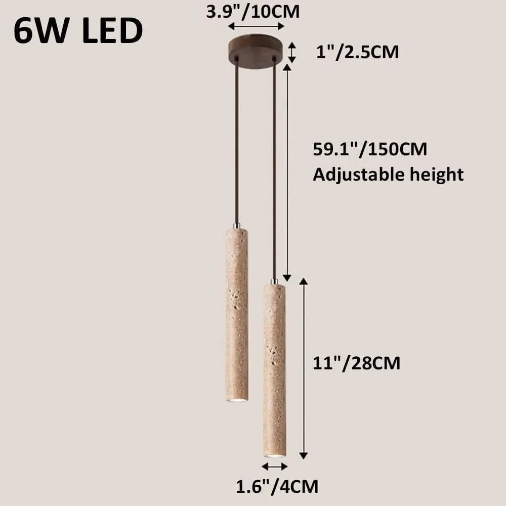 Led hanglamp lange buis houten plafondlamp Japan stijl rustige wind slaapkamer nachtkastje kroonluchter retro moderne travertijn verlichting