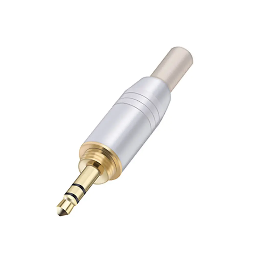 1pc Aluminum Assembly 3.5mm jack male screw plug  Wire Connector Gold-plated 3.5mm 3pole stereo audio speaker plug with spring