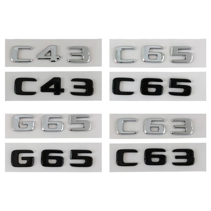 3D ABS Chrome Car Styling Emblema Traseiro Tronco, Decalque Emblema, C43, C63, C65, G65, Adesivo para Mercedes Benz W203, W204, W205, Acessórios