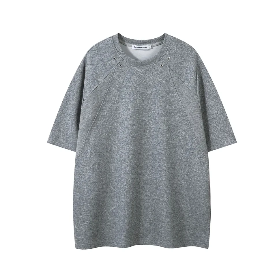 

2026 New Spring Summer Short Sleeve Unique Patchwork T Shirt Men Minimalist Underwear Casual Versatile