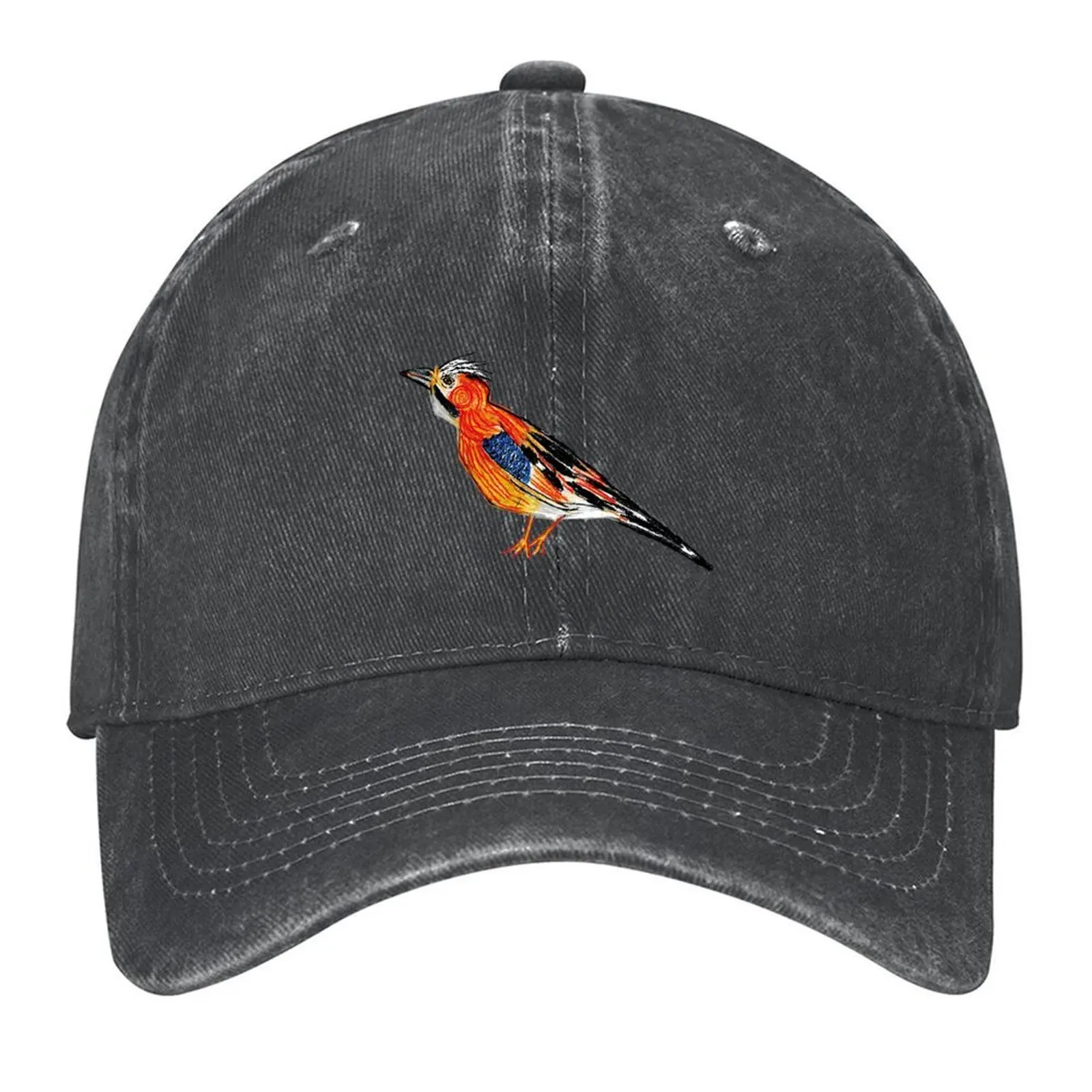 

The jay is the most colorful of the corvids. Its iridescent blue feather brings luck to finder. Baseball Cap