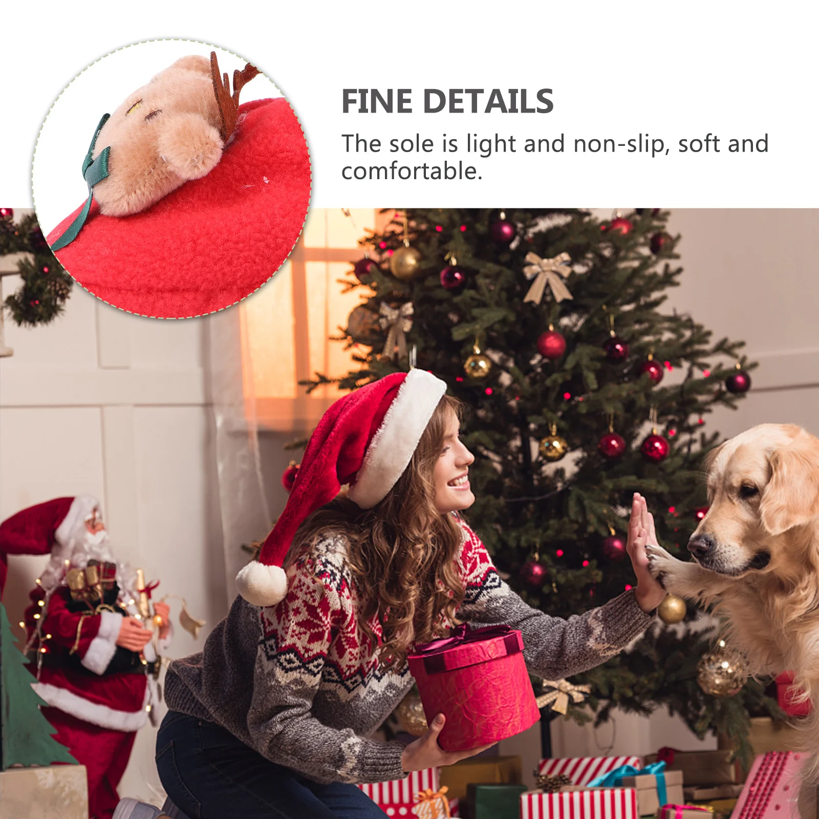 1 par de zapatos de invierno para bebé, cálidos zapatos navideños antideslizantes con suela ligera para niños pequeños