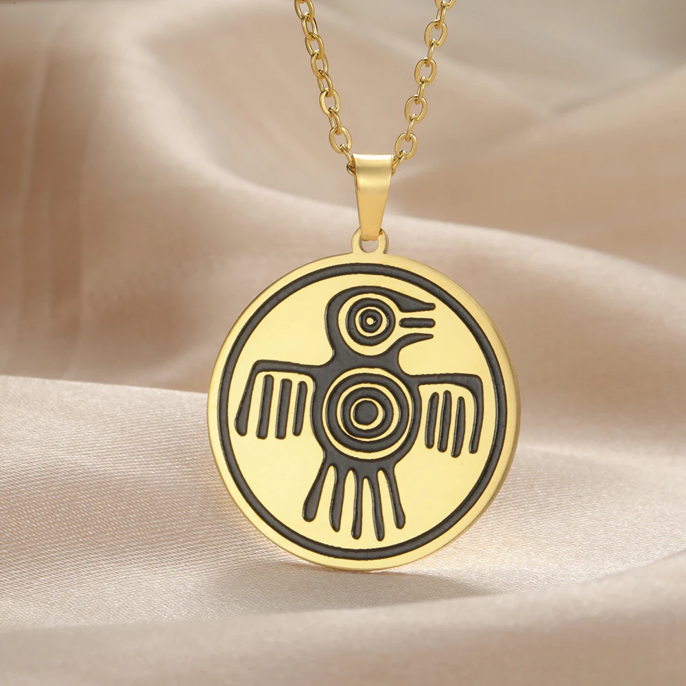 Dawapara aztekischen Geist Vogel Symbol Halskette Maya Kultur Kraft Stärke und Mut Amulett Anhänger Edelstahl Schmuck – Detail 14