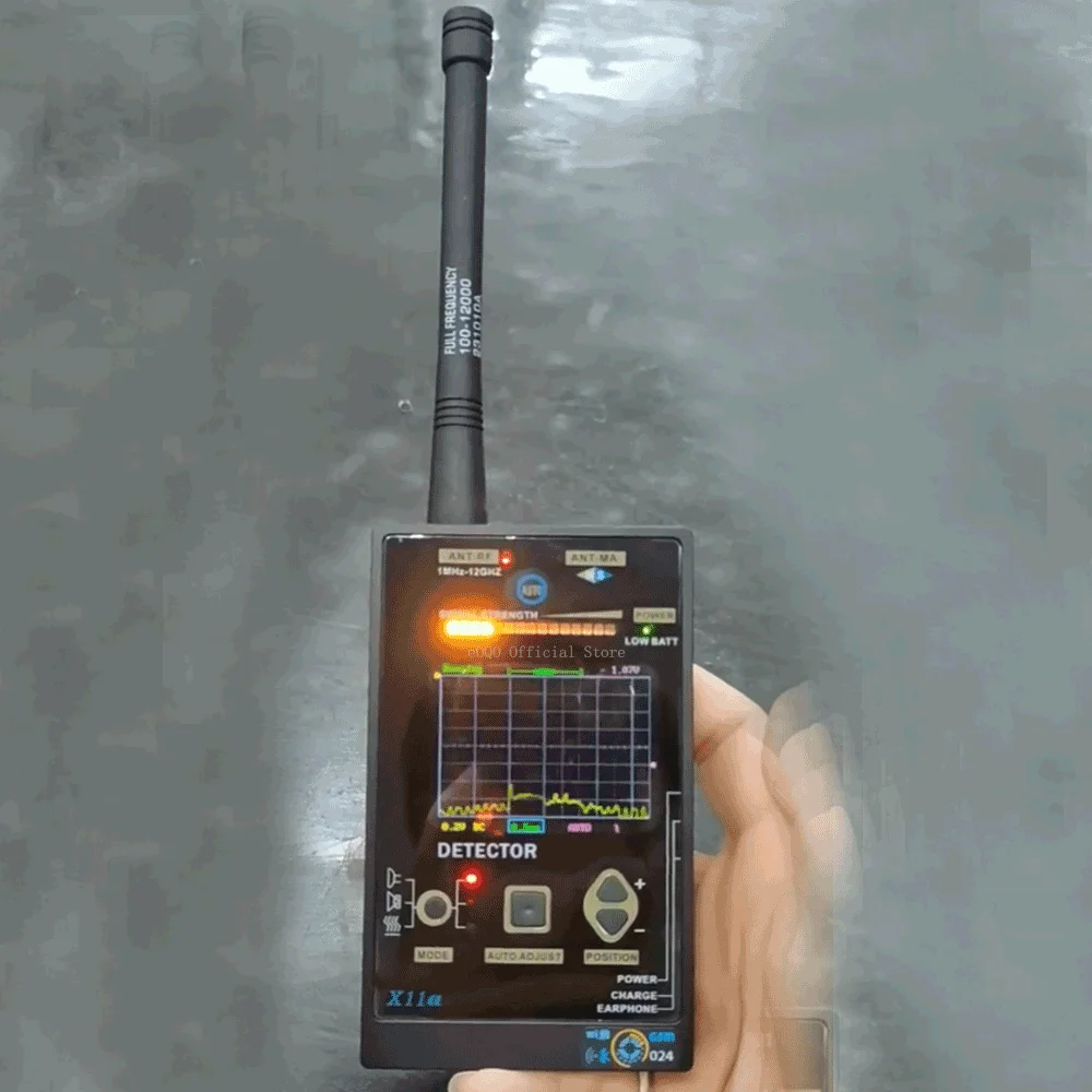 Detector de señal de frecuencia amplia de 1MHz-12GHz, búsqueda automática, rastreador GPS, buscador de insectos y dispositivos espía de cámara, Detector con alarma de luz LED